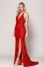 Halter Neck High Slit Prom Gown in Red